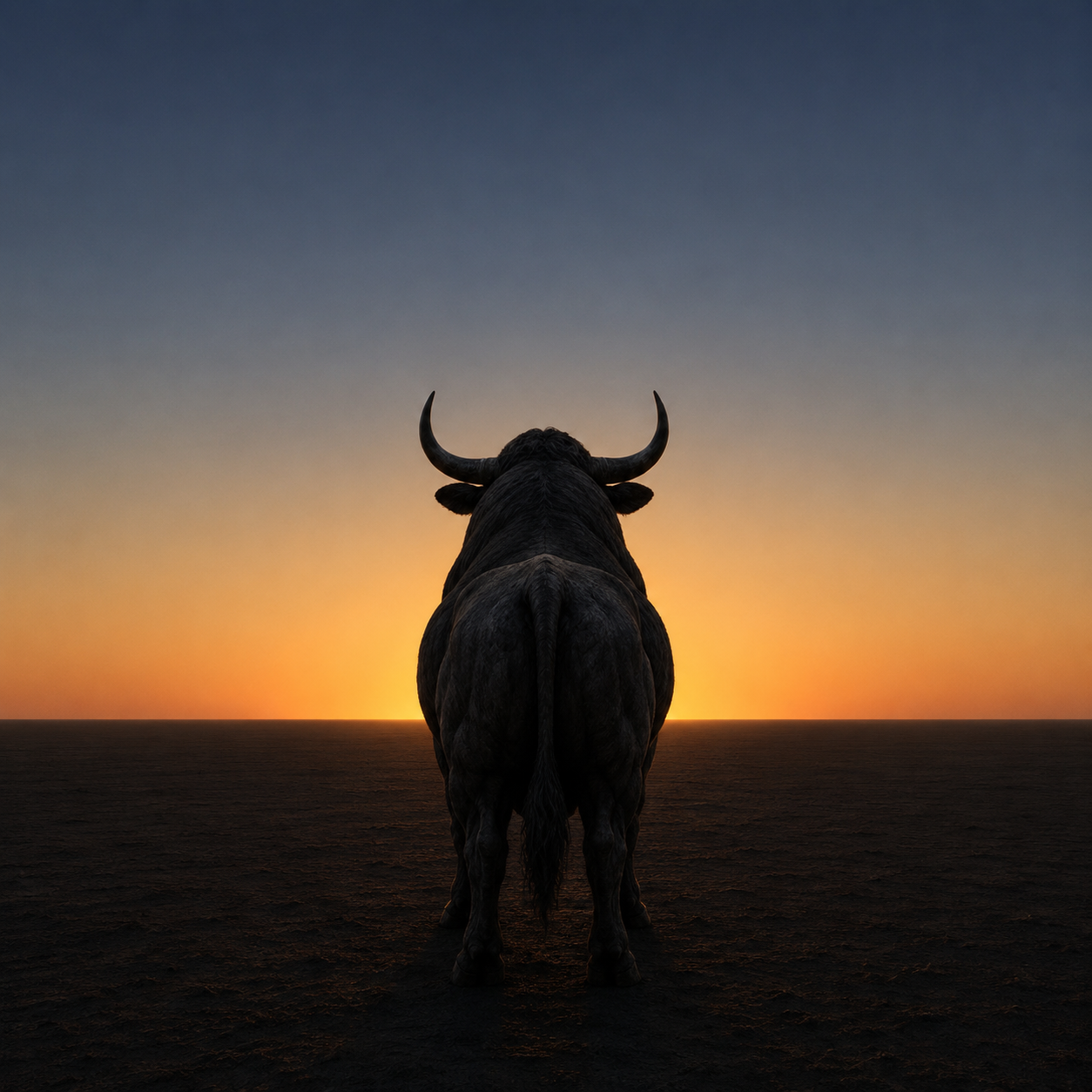 The $BULLIEVE bull staring into the sunset